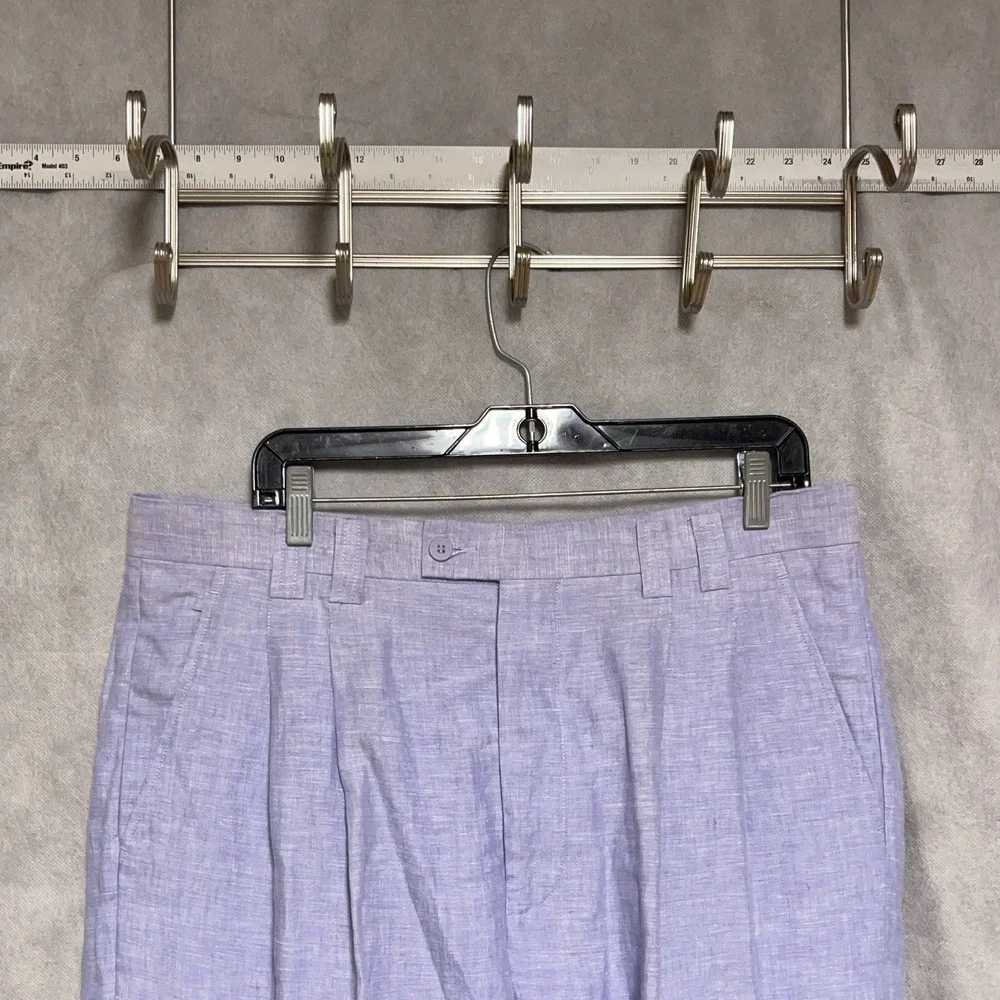 Men Linen Pants 36X39 Lavender Baggy Linen Wide Leg Hopsack Pleat Cuffs Lorenier